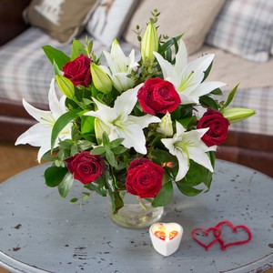 Valentines Roses and Lillies