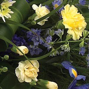 Blue and Yellow Casket Arrangement