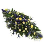 Blue and Yellow Casket Arrangement