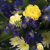 Blue and Yellow Casket Arrangement